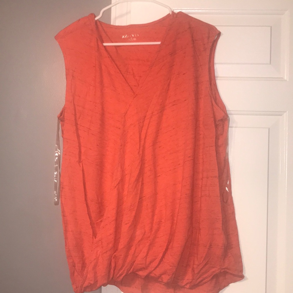 Sleeveless faux wrap around shirt